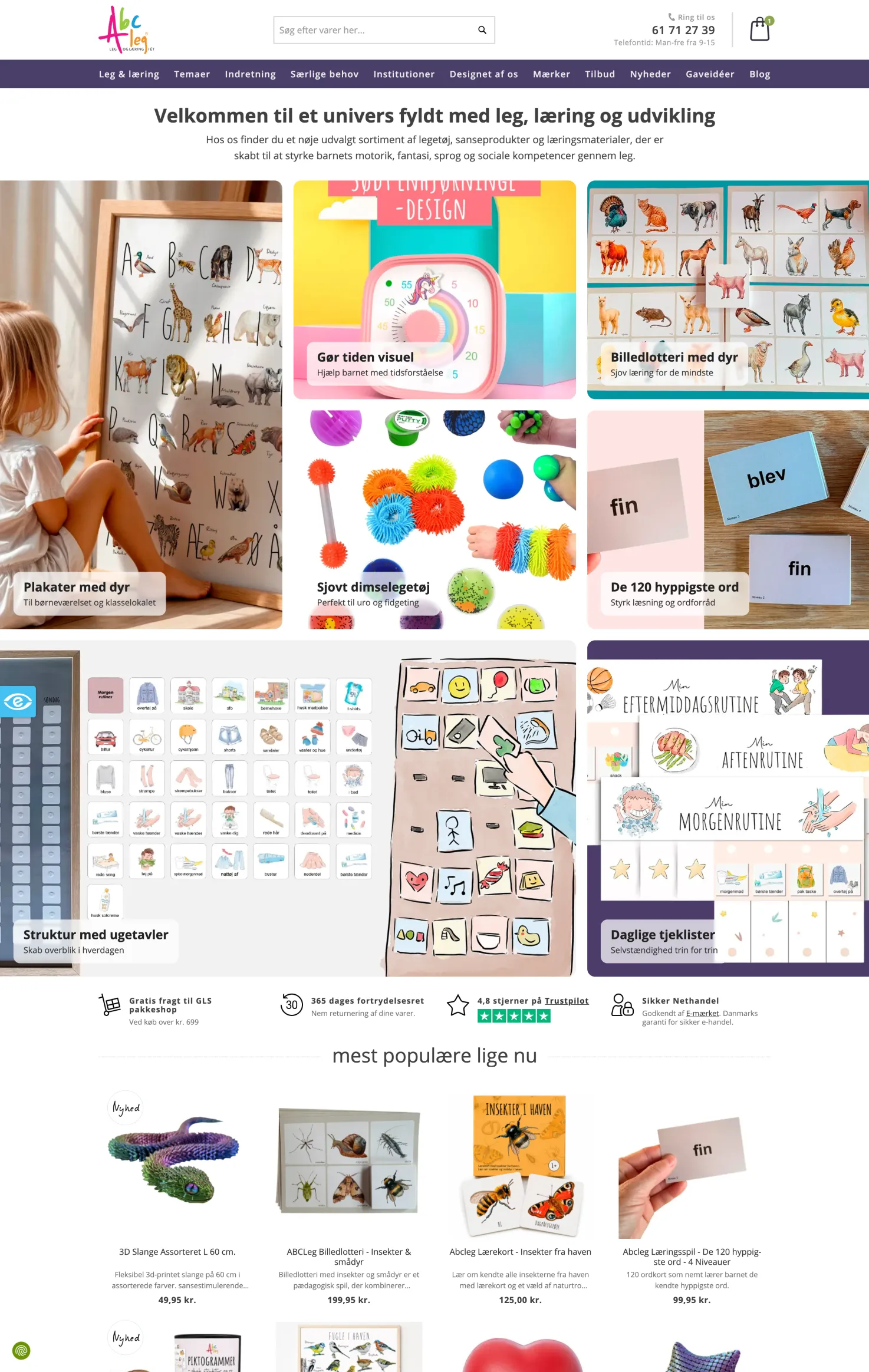 ABCLeg storefront – desktop view