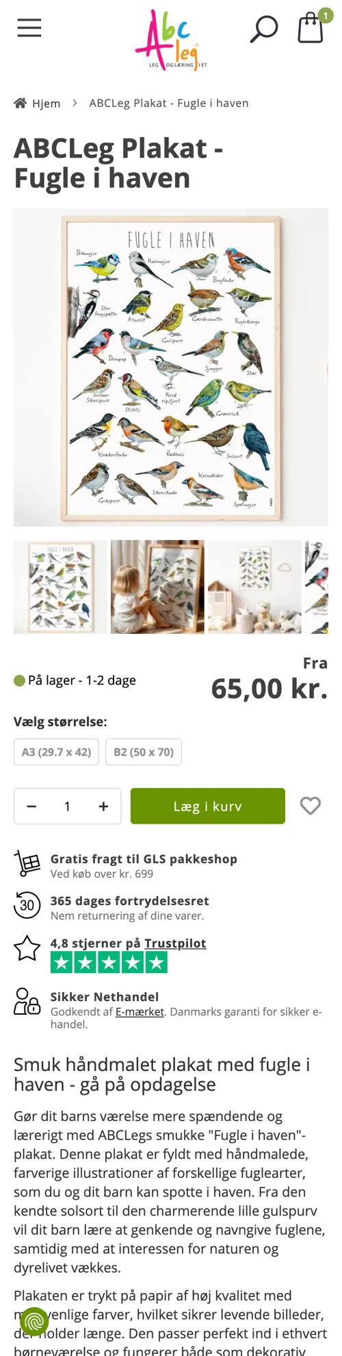 ABCLeg storefront – mobile view