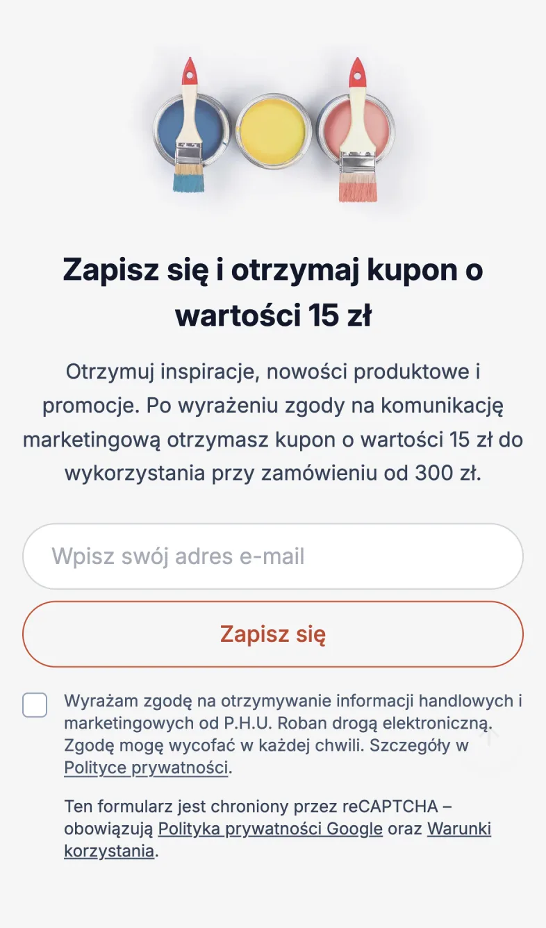 Roban storefront – newsletter sign-up section